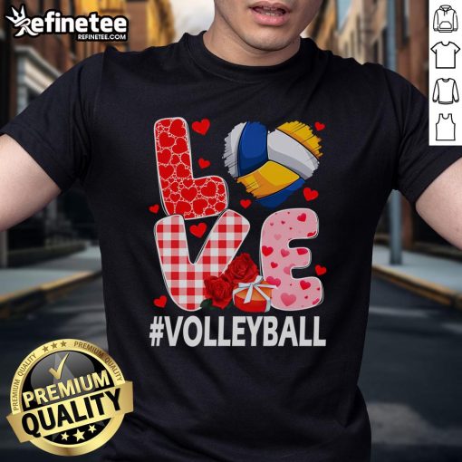 Good Love Volleyball Ball Heart Shape Red Plaid Valentine's Day T-Shirt design featuring a playful love theme for volleyball fans.