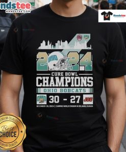 Good Ohio Bobcats Honor Cure Bowl Champs 2024 T-Shirt featuring team colors and logo, perfect for fans and supporters.
