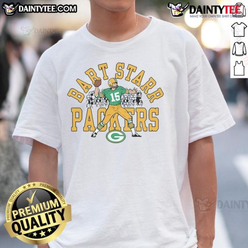 Good Packers Homage The Starr T-Shirt featuring vintage design honoring legendary player Bart Starr.