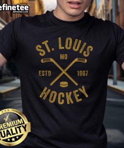 Good St Louis Ice Hockey Gift T-Shirt featuring crossed hockey sticks design for passionate fans and players.