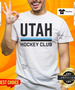 Good Utah Hockey Club Bar Lockup T-Shirt featuring a bold logo design, perfect for fans and players of Utah hockey.