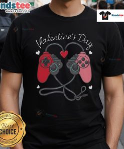 Good Video Gamer Valentine's Day t-shirt featuring a heart made of game controllers, perfect for gaming enthusiasts.