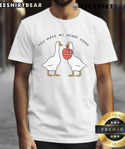 Good You Make My Heart Honk Silly Goose Valentines Day T-Shirt featuring a playful goose and heart design.