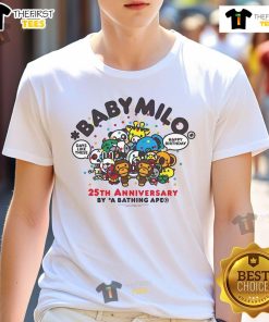 Happy Birthday Baby Milo 25th Anniversary T-Shirt featuring festive designs and vibrant colors for a special celebration.