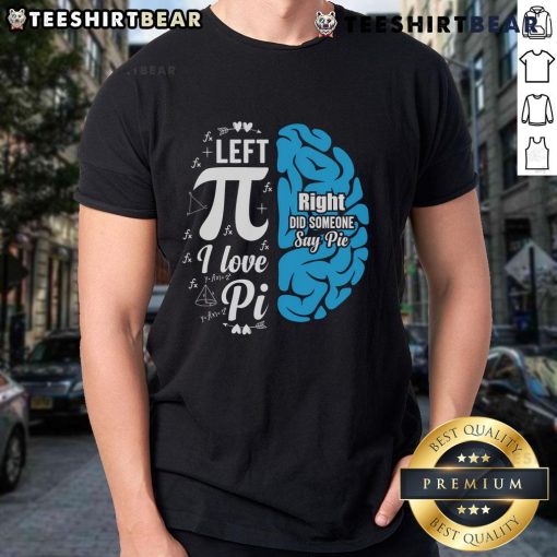 Happy Pi Day t-shirt featuring a funny math teacher and student with 'I Love Pie' design, celebrating math and science.
