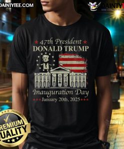 Hot Awesome President Donald Trump Inauguration Day 2025 T-Shirt featuring bold graphics and patriotic colors.