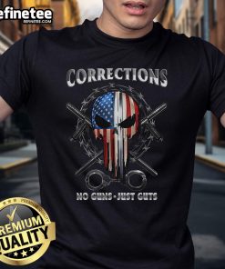 Hot Corrections No Gun Just Guts Skull Of Freedom T-Shirt featuring a bold skull graphic and empowering slogan.