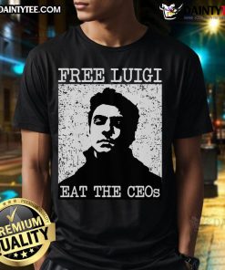 Hot Free Luigi Eat The Ceos T-Shirt featuring vibrant graphics of Luigi enjoying pizza, perfect for gaming fans.