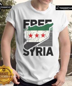 Stylish Hot Free Syria T-Shirt featuring a vibrant patriotic Syrian flag design, perfect for showing support.