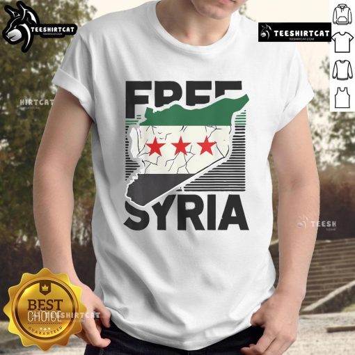 Stylish Hot Free Syria T-Shirt featuring a vibrant patriotic Syrian flag design, perfect for showing support.