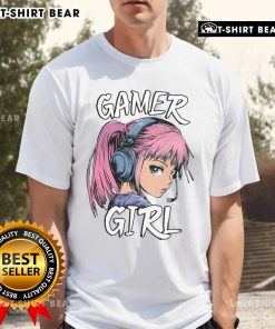 Hot Gamer Girl Anime Video Gaming Graphic T-Shirt design featuring a stylish anime character in gaming attire.