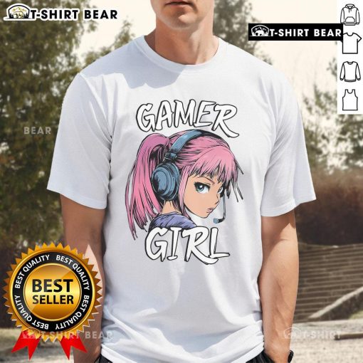 Hot Gamer Girl Anime Video Gaming Graphic T-Shirt design featuring a stylish anime character in gaming attire.