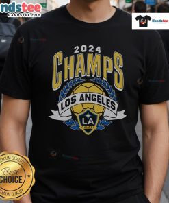 Hot LA Galaxy MLS Cup Champions T-Shirt featuring vibrant team colors and iconic logo for fans and collectors.
