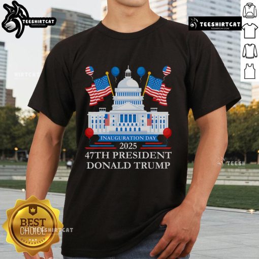Hot President Donald Trump Inauguration Day 2025 T-Shirt featuring bold graphics and vibrant colors celebrating the event.