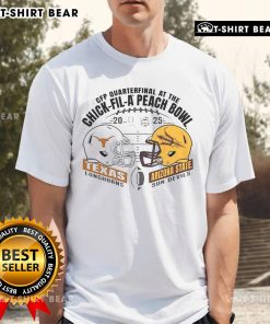 Hot Texas Longhorns vs Arizona State Sun Devils 2025 CFP Quarterfinal at Chick-fil-A Peach Bowl helmet t-shirt design.