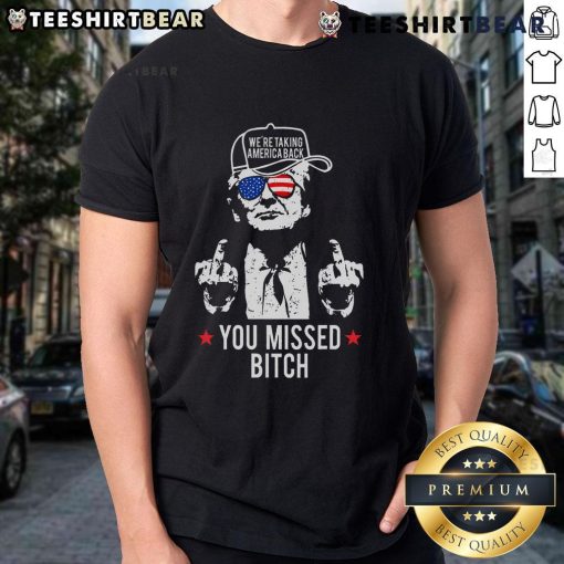Alt Text: Hot Trump 'Were Taking America Back' T-Shirt design with bold text, perfect for political enthusiasts and rallies.