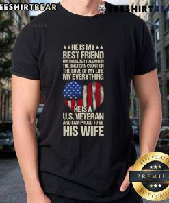 Alt Text: Hot US Veteran Wife wearing a Proud US Veteran Wife T-Shirt, showcasing patriotic pride and support for military service.
