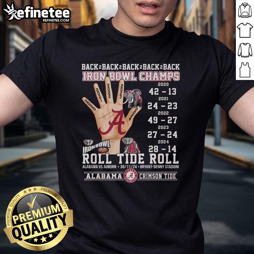 Nice Back 2 Back Iron Bowl Champs Alabama Crimson T Shirt Alabama Crimson T-Shirt celebrating back-to-back Iron Bowl championships, showcasing team pride and athletic spirit.