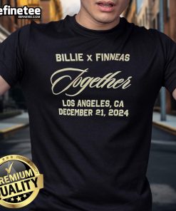 Billie Eilish and Finneas wearing 'Nice Billie X Finneas Together Los Angeles 2024' T-shirt, showcasing their stylish collaboration.