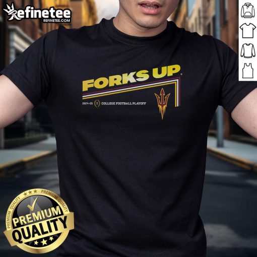 Nice College Football Playoff 2025 Arizona State Slogan T-Shirt featuring bold graphics and team colors for fans.