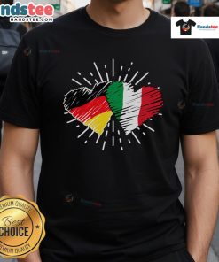 Nice Germany Italy Friendship Heart design on a German Italian T-Shirt, symbolizing unity and love between the two nations.