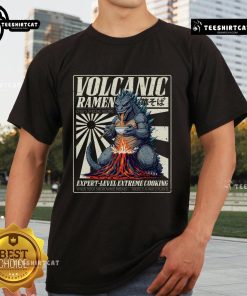 Alt Text: Giant kaiju enjoying a bowl of ramen on a birthday t-shirt for monster lovers, perfect for kaiju fans.