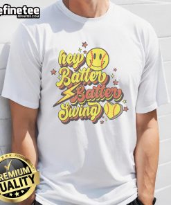 Nice Hey Batter Batter Swing Softball T-Shirt featuring a playful design for softball enthusiasts and fans.