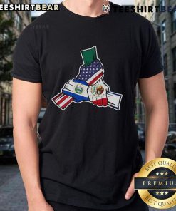 Nice Holding Hands Mexico El Salvador Roots and USA Flag T-Shirt design showcasing unity and cultural pride.