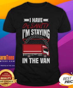 Phasmophobia T-Shirt featuring 'Nice I Have 0% Sanity I'M Staying In The Van' design, perfect for gamers and horror fans.