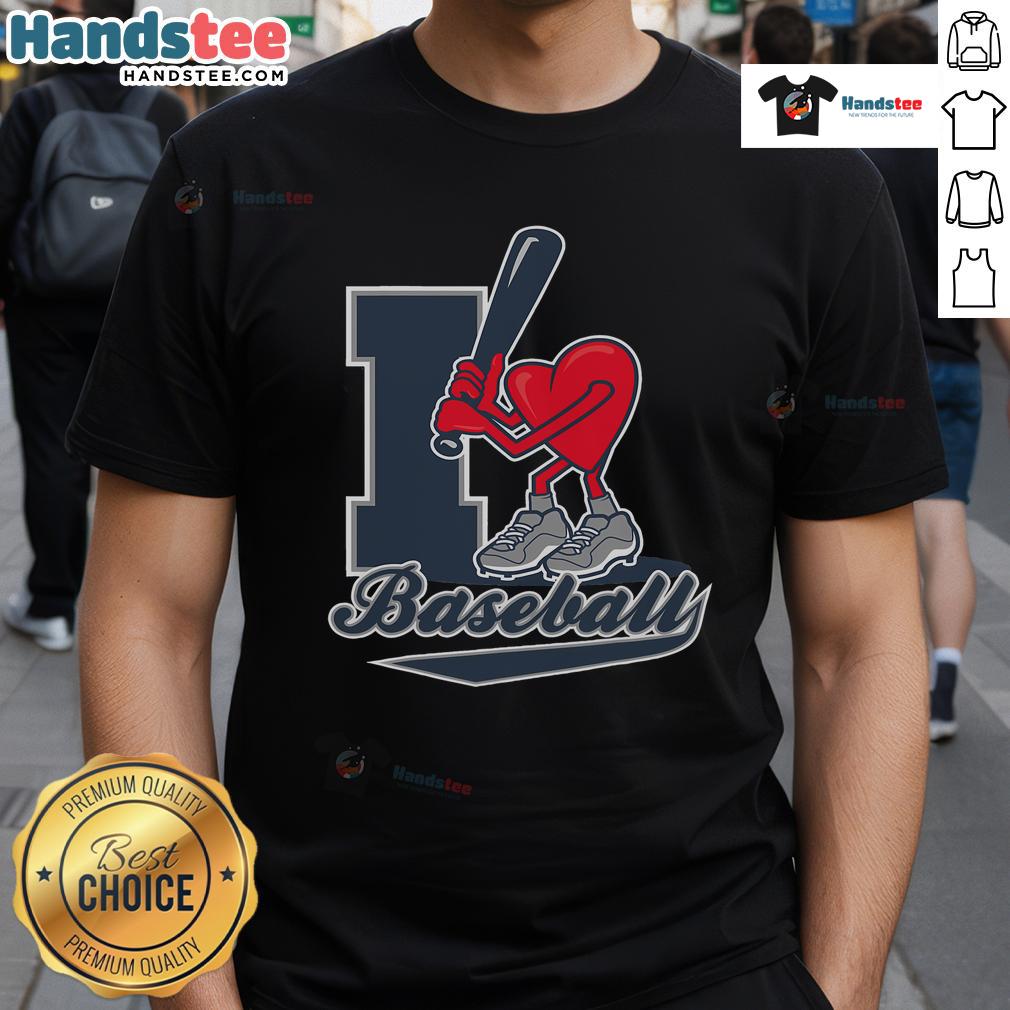 Nice I Love Baseball Heart T Shirt Nice I Love Baseball Heart T-Shirt featuring a stylish heart design for baseball fans, perfect for game day wear.