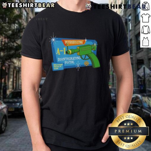 Nice A-1 Disintegrating Pistol Whoomp There It Was Cartoon T-Shirt featuring a vibrant, humorous graphic design.