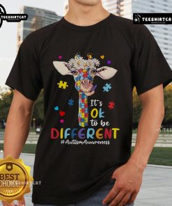 Nice It's Ok To Be Different Autism Awareness T-Shirt featuring colorful design promoting acceptance and inclusivity.