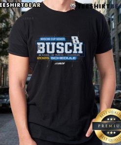 Nice Kyle Busch Checkered Flag T-Shirt featuring the 2025 NASCAR Cup Series Schedule, perfect for racing fans.