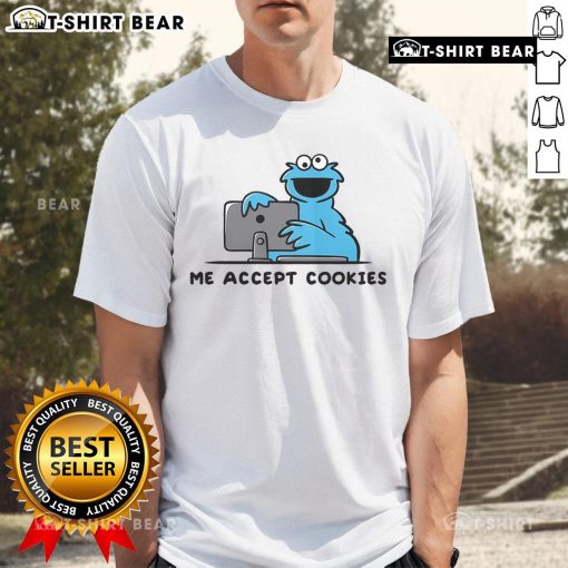 Nice Me Accept Cookies T-Shirt featuring playful cookie graphics and a fun slogan for cookie lovers and humor fans.