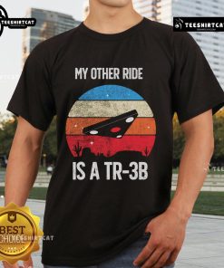 Vintage sunset t-shirt featuring 'My Other Ride Is A TR 3B' design, perfect for classic car enthusiasts.