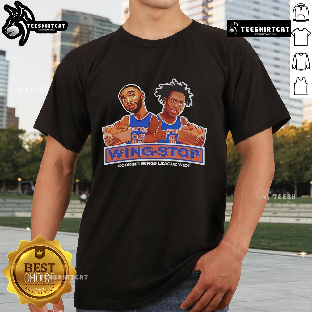 Nice New York Knicks Wing Stop Cooking Wings League Wide T Shirt Nice New York Knicks Wing Stop Cooking Wings League Wide T-Shirt featuring vibrant team colors and logo design.