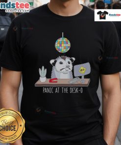 Nice Panic At He Desk O Possum T-Shirt featuring a playful possum design, perfect for fans of quirky graphic tees.