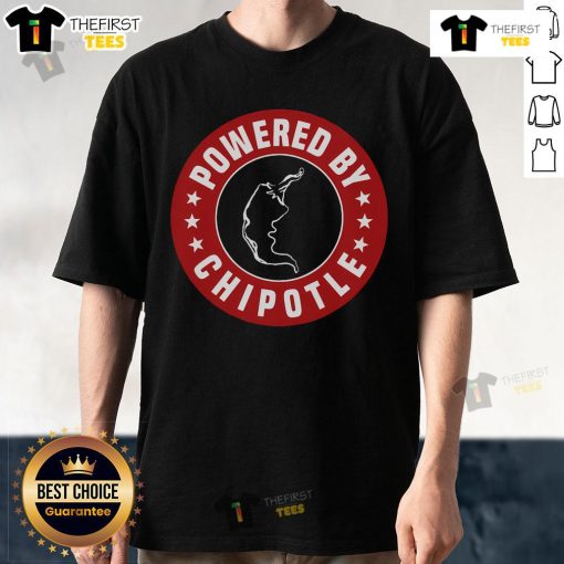 Chili pepper t-shirt featuring 'Nice Powered By Chipotle' design, perfect for spicy food lovers and Chipotle fans.