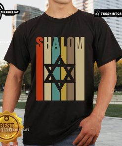 Nice retro style Shalom Jewish T-shirt featuring a vintage Star of David design, perfect for casual wear and celebrations.