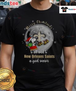 Santa Snoopy Christmas T-Shirt wishing Merry Christmas and good season to New Orleans Saints fans.