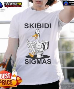 Alt Text: Funny Skibidi Sigmas toilet meme T-shirt featuring a silly goose design, perfect for humor and meme lovers.