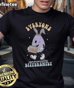 Nice Speech Therapy Easter Day T-Shirt showcasing diverse communication styles with colorful graphics and playful design.