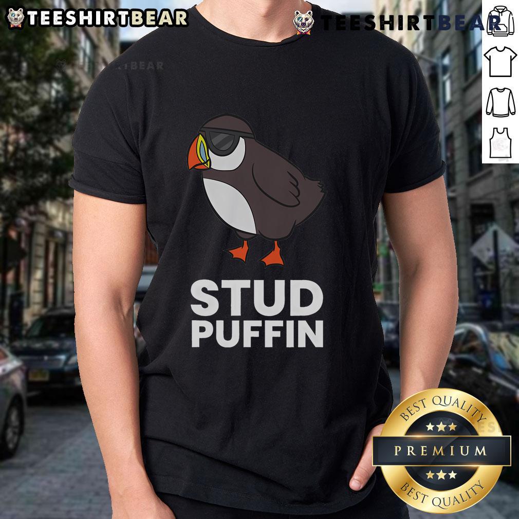 Nice Stud Puffin Seabird Stuf Muffin Iceland Puffin Bird T Shirt Colorful 'Nice Stud Puffin Seabird Muffin' T-shirt featuring a playful puffin bird design, perfect for nature lovers.