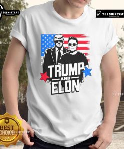 Nice Trump and Elon 2024 Presidential Election T-shirt featuring American flag design, perfect for patriots and supporters.
