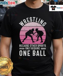 Nice Wrestling Because Other Sports Only Require One Ball T-Shirt featuring bold text on a comfortable fabric background.