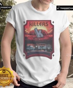 Alt Text: Official Australian The Killers Dec 2024 Tour T-Shirt featuring vibrant band logo and tour dates design.