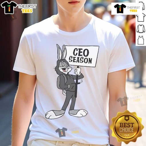 Official Bugs Bunny CEO Season T-Shirt featuring a vibrant design of Bugs Bunny in a business suit, perfect for fans.