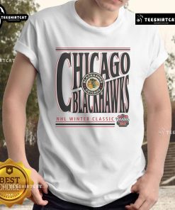 Official Chicago Blackhawks Khaki 2025 NHL Winter Classic Richmond Powerhouse T-Shirt displayed on a neutral background.