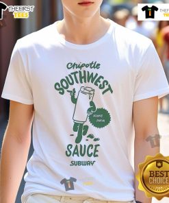 Official Chipotle Southwest Sauce Subway T-Shirt featuring vibrant graphics and a stylish design for fans of Chipotle.