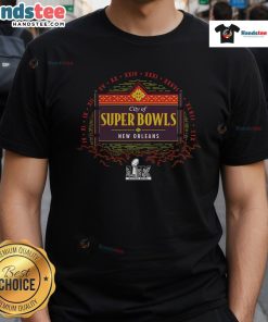 Official City of Super Bowls LIX New Orleans T-Shirt featuring vibrant graphics and team colors celebrating the event.
